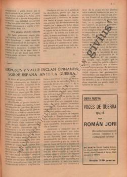 Bergson y Valle-Inclán opinando sobre España ante la guerra
