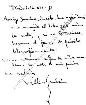 Carta a León Sánchez Cuesta