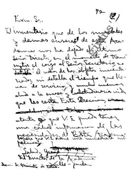Carta al Ministro de Estado (Fernando de los Ríos)