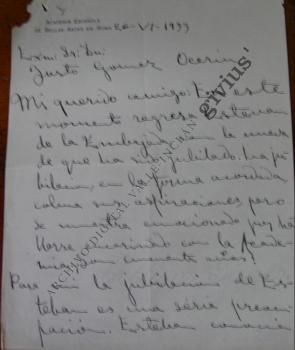 Carta a Justo Gómez Ocerín