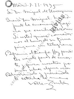 Carta a Miguel de Unamuno