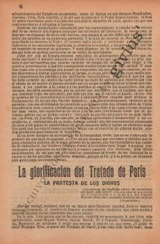 La glorificación del Tratado de París. La protesta de los dignos