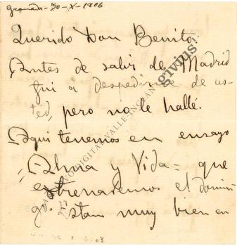 Carta a Benito Pérez Galdós
