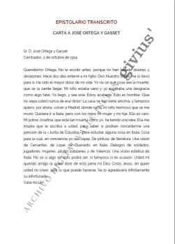 Carta a José Ortega y Gasset