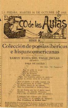 El Eco de las aulas. Colección de poesías ibéricas e hispanoamericanas. Ramón María del Valle-Inclán (Español). Rosa de Saulo