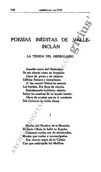 Poesías inéditas de Valle-Inclán. La tienda del herbolario